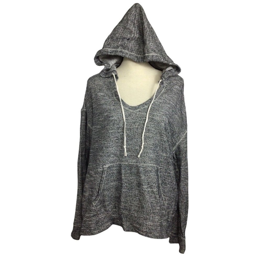 Max Studio Weekender Hoodie Top Sz L Oversized Long Blouse Casual Long-Sleeve